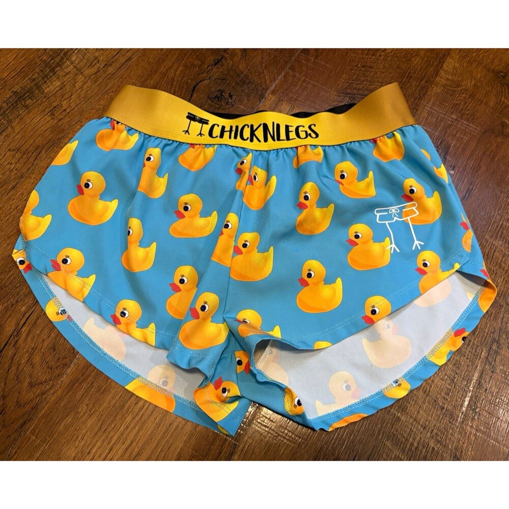 Chicknlegs Women's Lined Rubber Ducky 1.5" Split Running Athletic Shorts